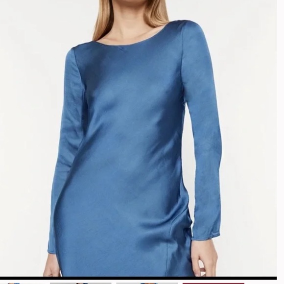Bardot 100% Silk Blue Long Sleeve Open Back Dress - Picture 14 of 15